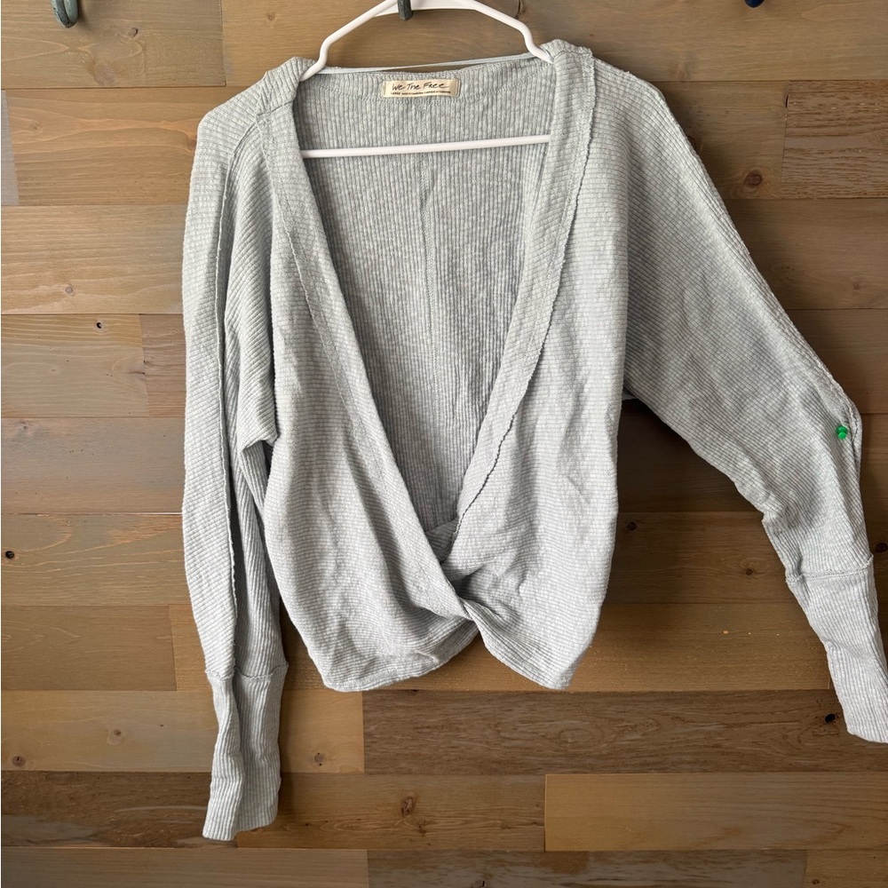 We The Free Gray V-Neck Sweater